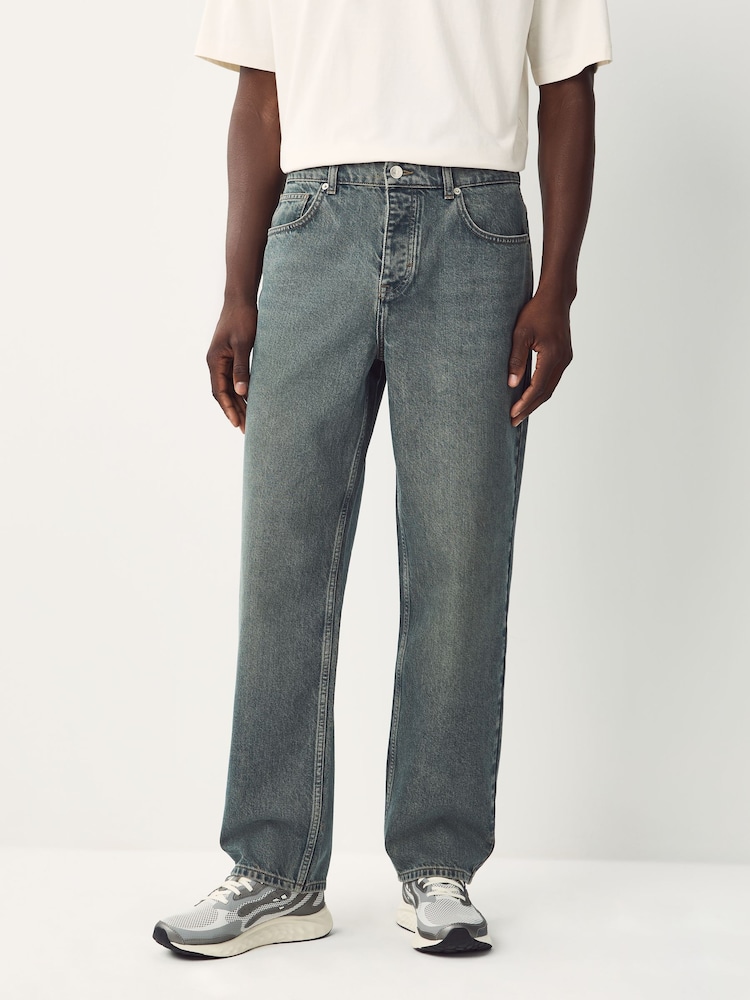 Blue Dark Tint Relaxed Fit Vintage Wash Denim Jeans - Image 1 of 10