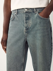 Blue Dark Tint Relaxed Fit Vintage Wash Denim Jeans - Image 4 of 10
