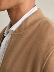 Reiss Camel Harlan Brushed Wool-Blend Bomber Jacket - Image 4 of 6