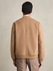 Reiss Camel Harlan Brushed Wool-Blend Bomber Jacket - Image 5 of 6