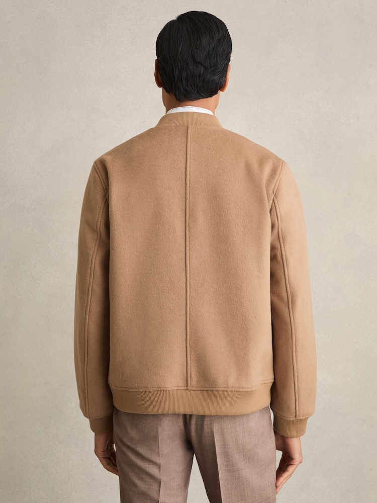 Reiss Camel Harlan Brushed Wool-Blend Bomber Jacket - Image 5 of 6