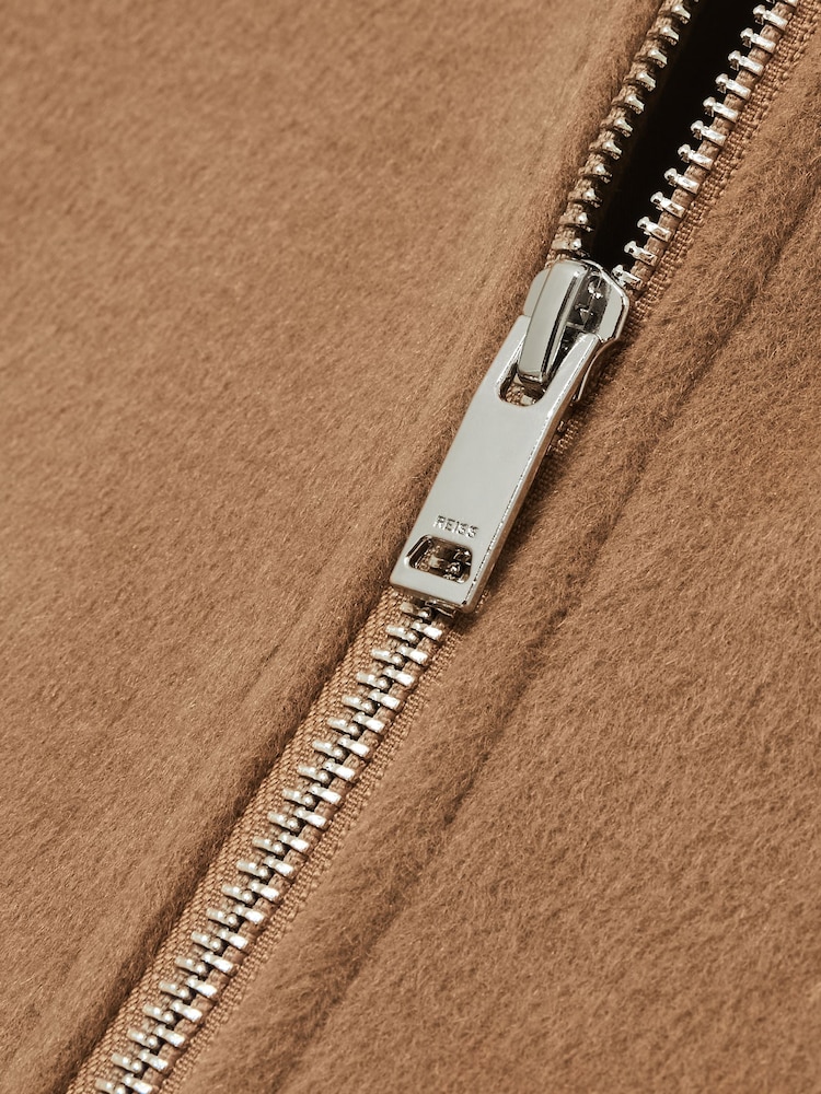 Reiss Camel Harlan Brushed Wool-Blend Bomber Jacket - Image 6 of 6
