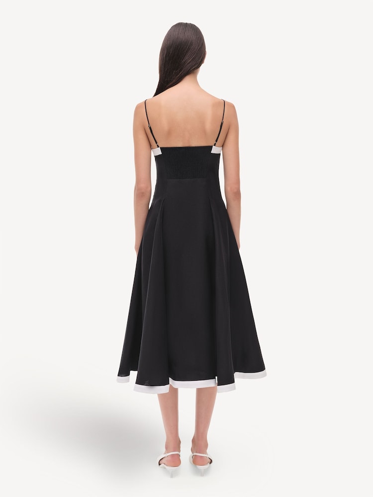 Simkhai Black Cordelia Button Down 100% Linen Midi Dress - Image 2 of 4