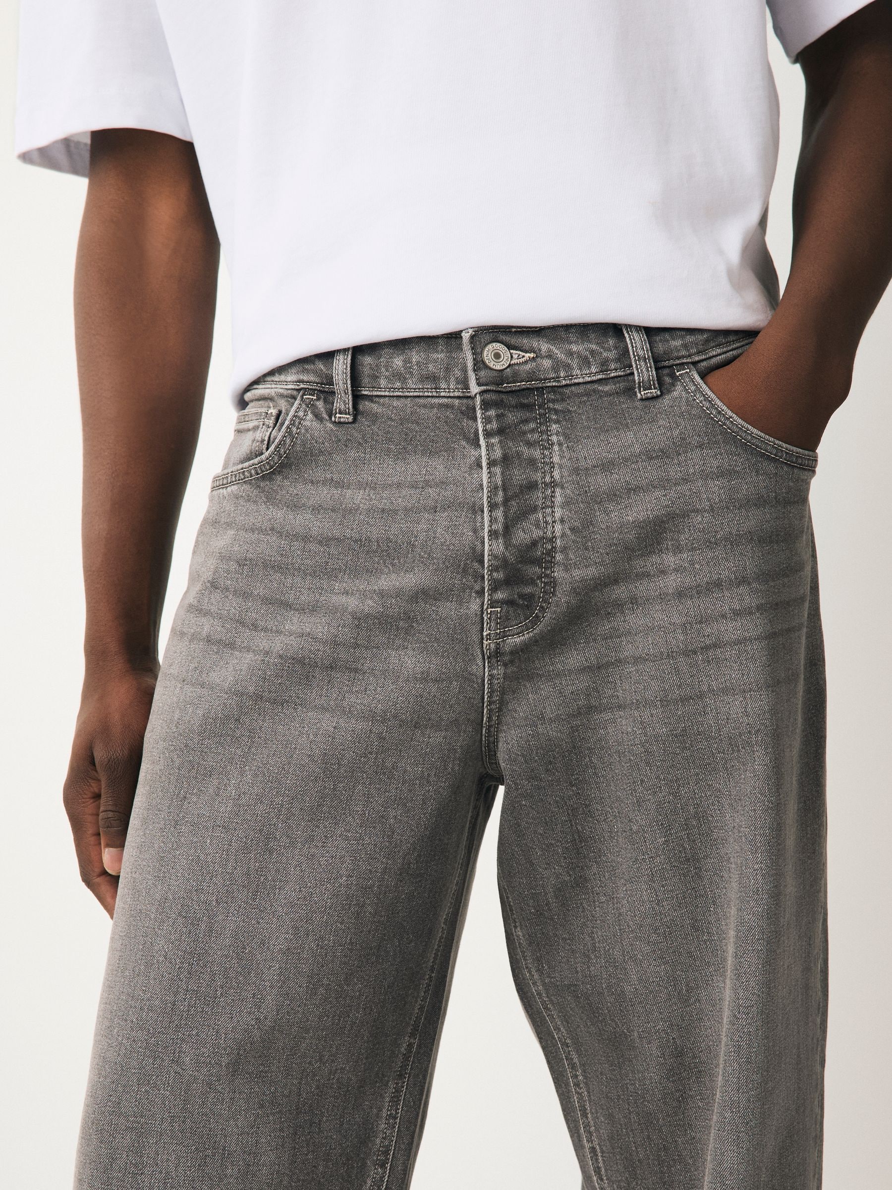 Buy Grey Baggy Fit Vintage Wash Denim Jeans from Next Romania