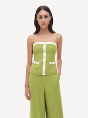 Simkhai Green Eleanor Button Down 100% Linen Cami - Image 1 of 5