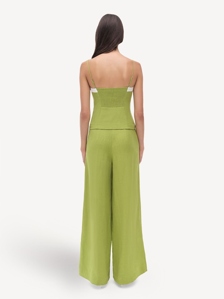 Simkhai Green Eleanor Button Down 100% Linen Cami - Image 2 of 5
