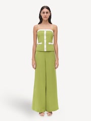 Simkhai Green Eleanor Button Down 100% Linen Cami - Image 4 of 5