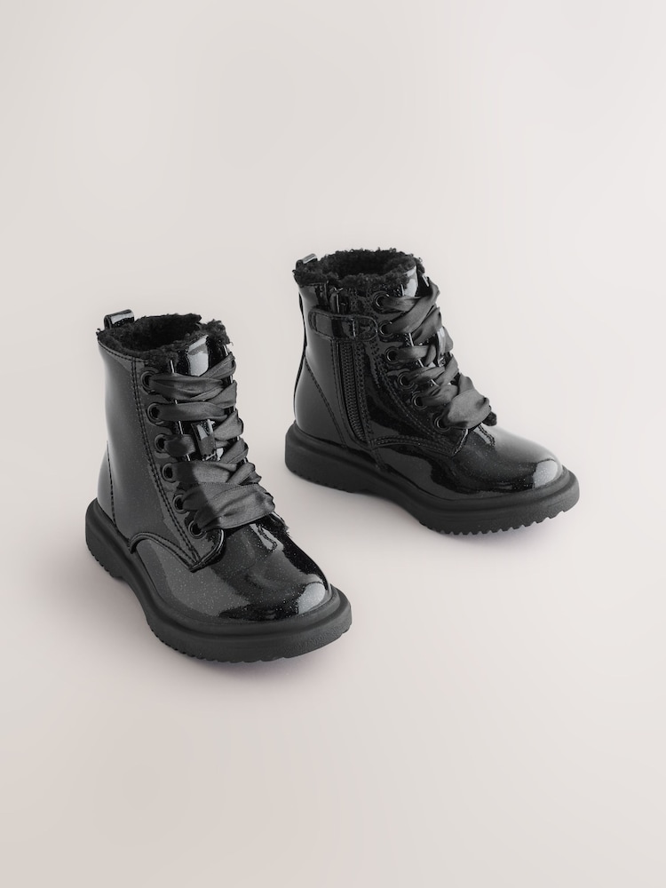 Black Patent Sparkle - Gležnjarji z vezalkami - Slika 1 iz 5