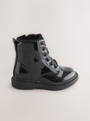 Black Patent Sparkle - Gležnjarji z vezalkami - Slika 2 iz 5