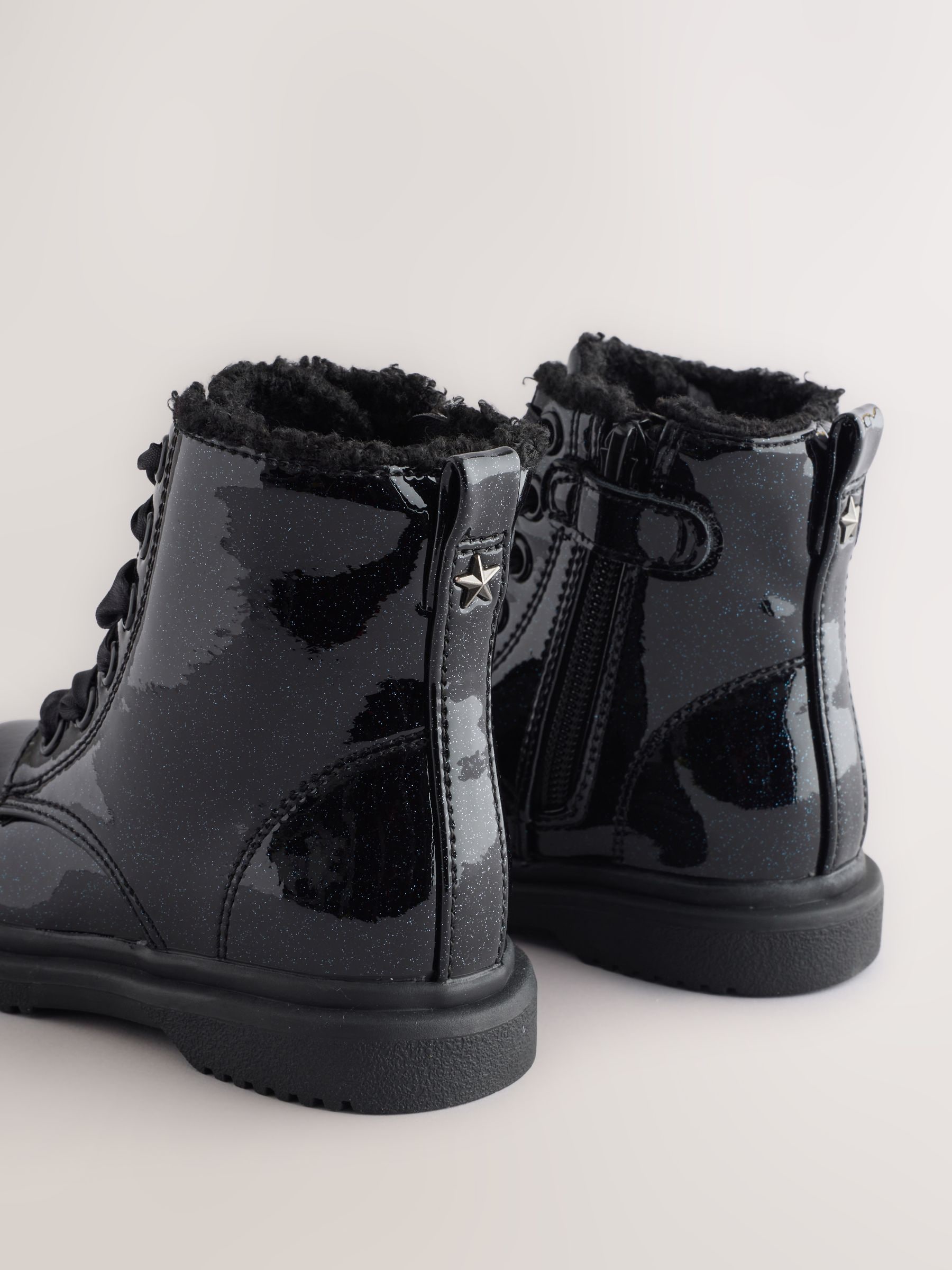 Buy Black Patent Sparkle Wide Fit (G) Lace-Up Ankle Boots Buy Black Patent Sparkle Wide Fit (G) Lace-Up Ankle Boots