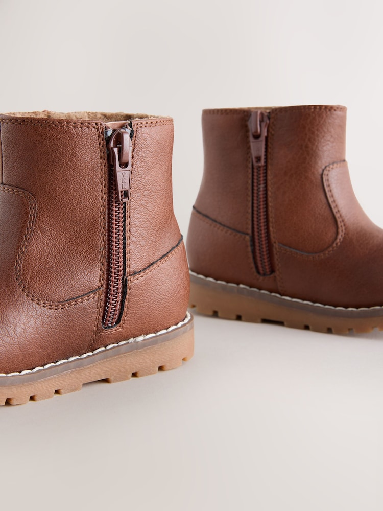 Tan Brown Wide Fit (G) Chelsea Zip Tassel Ankle Boots - Image 2 of 4