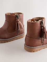 Tan Brown Wide Fit (G) Chelsea Zip Tassel Ankle Boots - Image 3 of 4