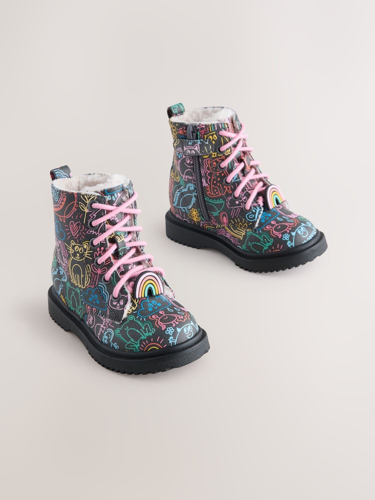 Multi Wide Fit (G) Lace-Up Ankle Boots - Image 1 of 5 Multi Wide Fit (G) Lace-Up Ankle Boots - Image 1 of 5