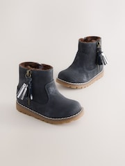Navy Wide Fit (G) Chelsea Zip Tassel Ankle Boots - Image 1 of 6