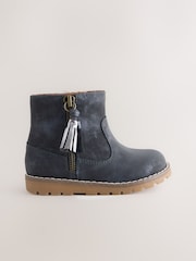 Navy Wide Fit (G) Chelsea Zip Tassel Ankle Boots - Image 2 of 6