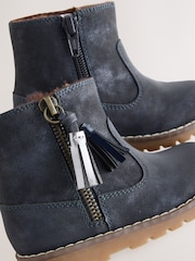 Navy Wide Fit (G) Chelsea Zip Tassel Ankle Boots - Image 5 of 6