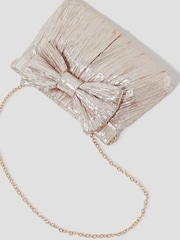 Monsoon Pink Mila Metallic Plisse Bow Bag - Image 1 of 4
