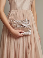 Monsoon Pink Mila Metallic Plisse Bow Bag - Image 2 of 4
