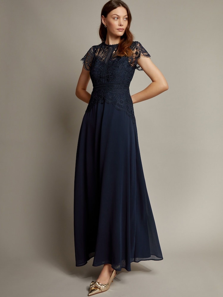 Monsoon Blue Monica Lace Maxi Dress - Image 1 of 4