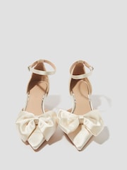 Monsoon Natural Stacy Satin Bow Pointed Toe Heels - Image 2 of 4