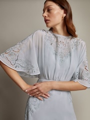 Monsoon Blue Tatiana Angel Sleeve Embellished Maxi Dress - Image 3 of 5