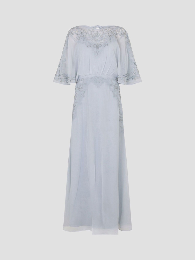 Monsoon Blue Tatiana Angel Sleeve Embellished Maxi Dress - Image 5 of 5