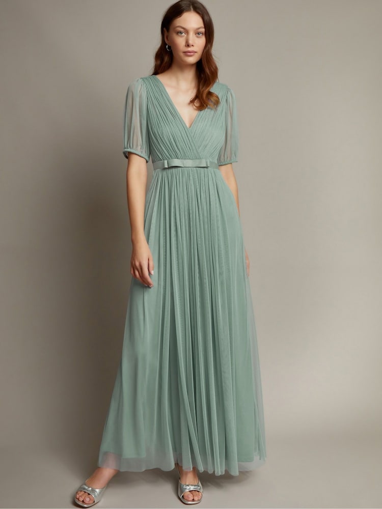 Zöld - Monsoon Ellie Sheer Merülő ujjú tüll Maxi ruha - Image 1 of 1