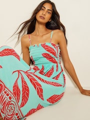 Monsoon Green Pamela Palm Print Midi Sundress - Image 3 of 5