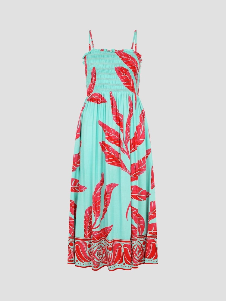 Monsoon Green Pamela Palm Print Midi Sundress - Image 5 of 5