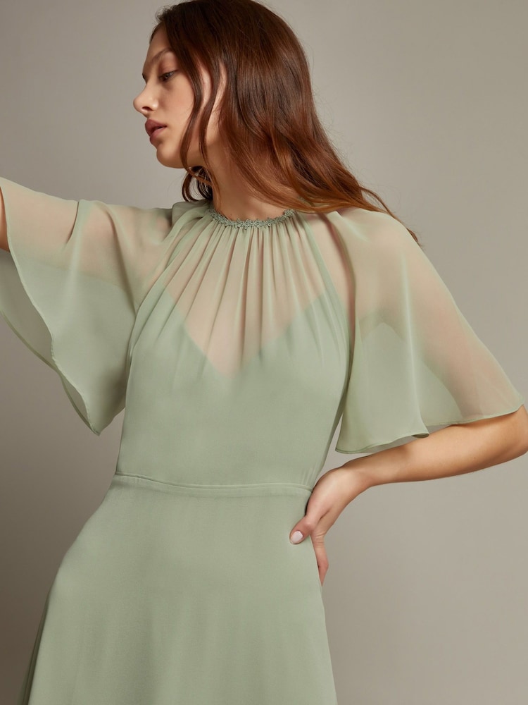 Monsoon Green Mona Angel Sleeve Maxi Dress - Image 2 of 5 Monsoon Green Mona Angel Sleeve Maxi Dress - Image 2 of 5