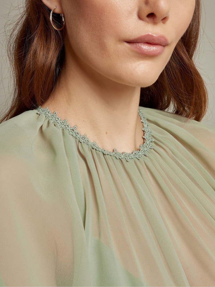 Monsoon Green Mona Angel Sleeve Maxi Dress - Image 3 of 5