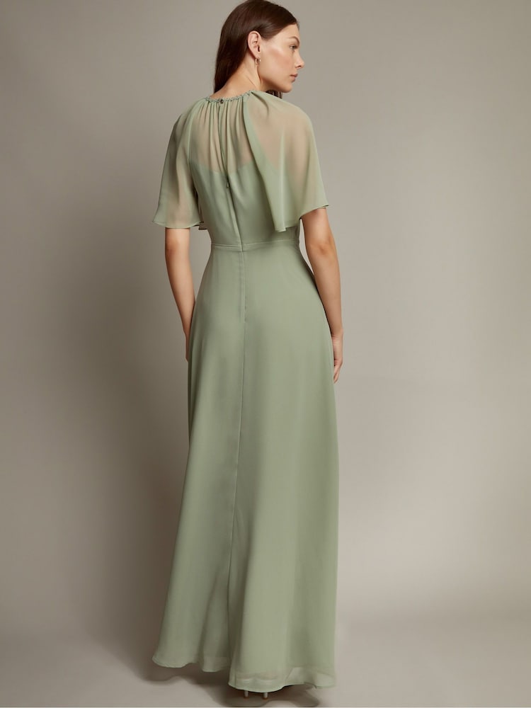 Monsoon Green Mona Angel Sleeve Maxi Dress - Image 4 of 5