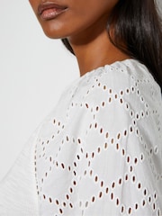Monsoon Natural Fifi Broderie Long Sleeve 100% Cotton Top - Image 4 of 5