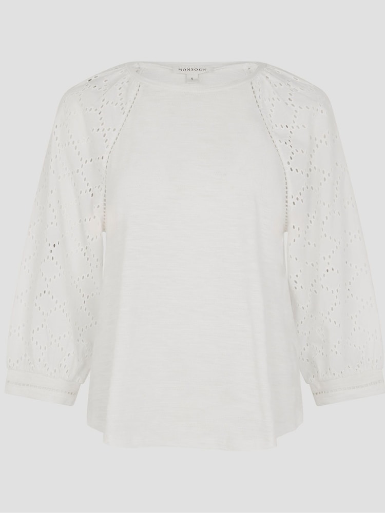 Monsoon Natural Fifi Broderie Long Sleeve 100% Cotton Top - Image 5 of 5 Monsoon Natural Fifi Broderie Long Sleeve 100% Cotton Top - Image 5 of 5