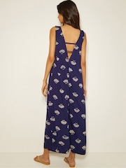 Monsoon Blue Briana Fan Print Wide Leg Jumpsuit - Image 2 of 4
