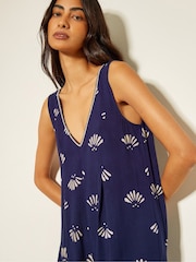 Monsoon Blue Briana Fan Print Wide Leg Jumpsuit - Image 3 of 4