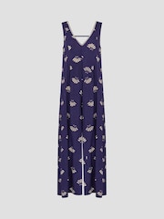 Monsoon Blue Briana Fan Print Wide Leg Jumpsuit - Image 4 of 4
