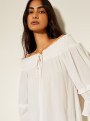 Monsoon White Ava Off The Shoulder Smock Top - Image 3 of 5