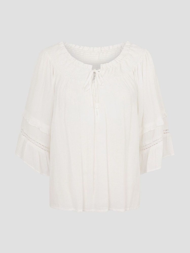 Monsoon White Ava Off The Shoulder Smock Top - Image 5 of 5