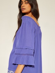 Monsoon Blue Ava Off The Shoulder Smock Top - Image 2 of 5