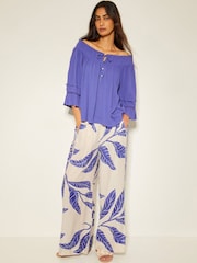 Monsoon Blue Ava Off The Shoulder Smock Top - Image 3 of 5