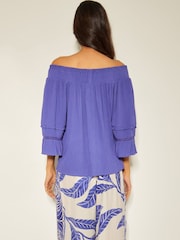 Monsoon Blue Ava Off The Shoulder Smock Top - Image 4 of 5