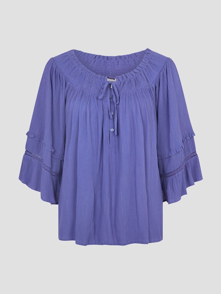 Monsoon Blue Ava Off The Shoulder Smock Top - Image 5 of 5