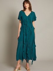 Monsoon Blue Renata Ruffle Maxi Dress - Image 1 of 5