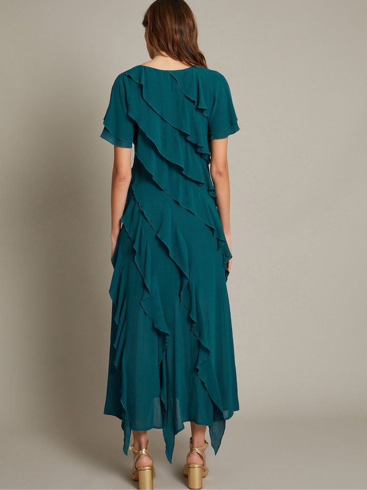 Monsoon Blue Renata Ruffle Maxi Dress - Image 3 of 5