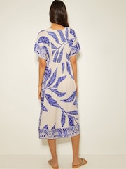 Monsoon White Dina Palm Print Midi Dress - Image 4 of 5