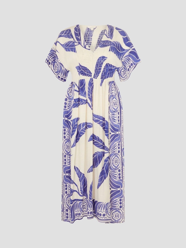 Monsoon White Dina Palm Print Midi Dress - Image 5 of 5