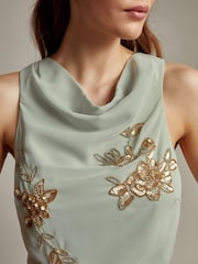Monsoon Green Sarah Embellished Cowl Neck Maxi Dress - Image 2 of 5