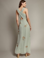 Monsoon Green Sarah Embellished Cowl Neck Maxi Dress - Image 3 of 5