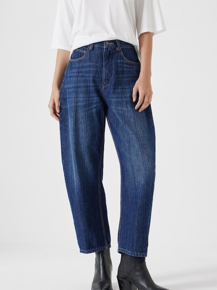 Hush Blue Stripe Barrel Leg 100% Cotton Jeans - Image 1 of 6